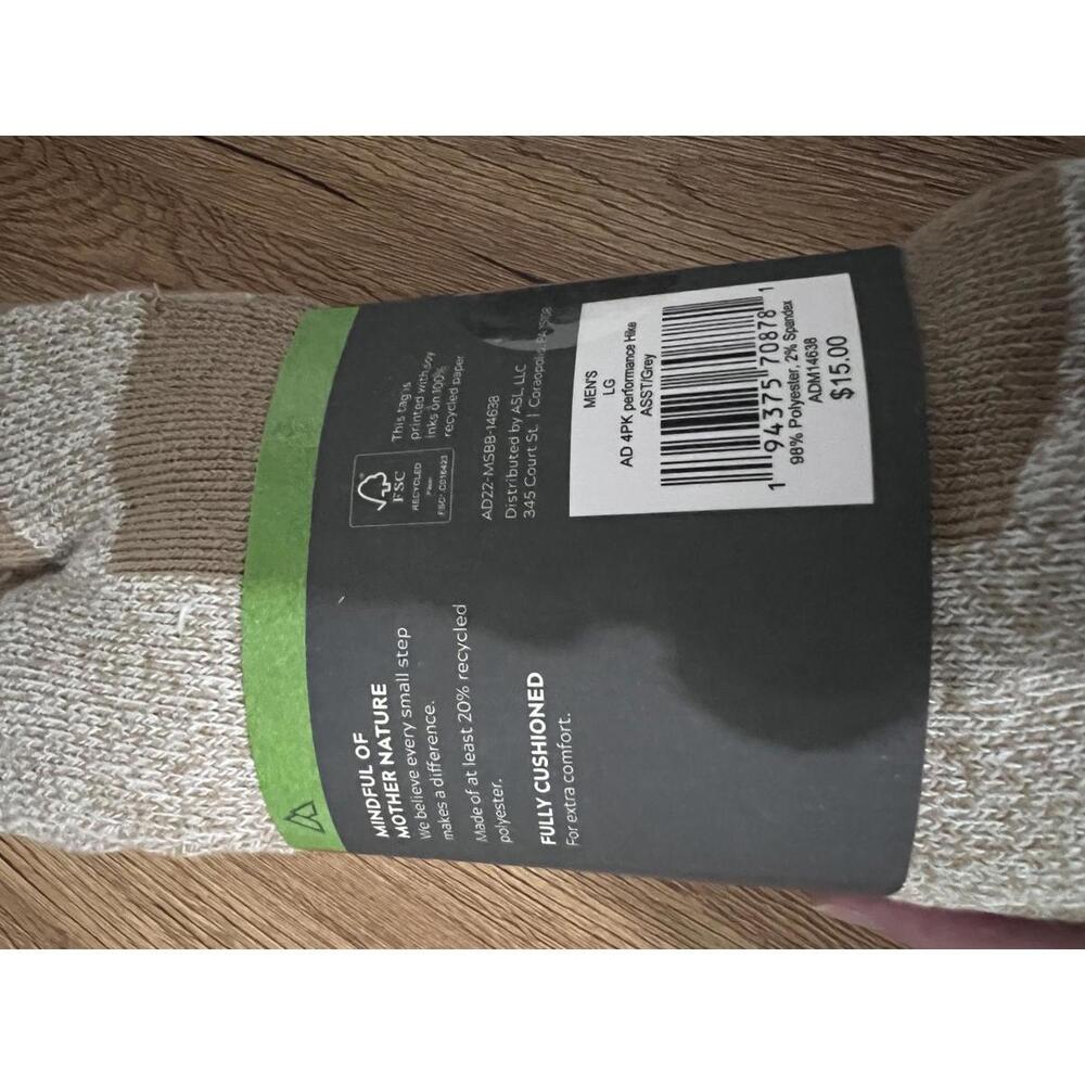 Alpine Design Performance Hiker Crew Socks - 4 Pack Size L - Picture 3 of 3